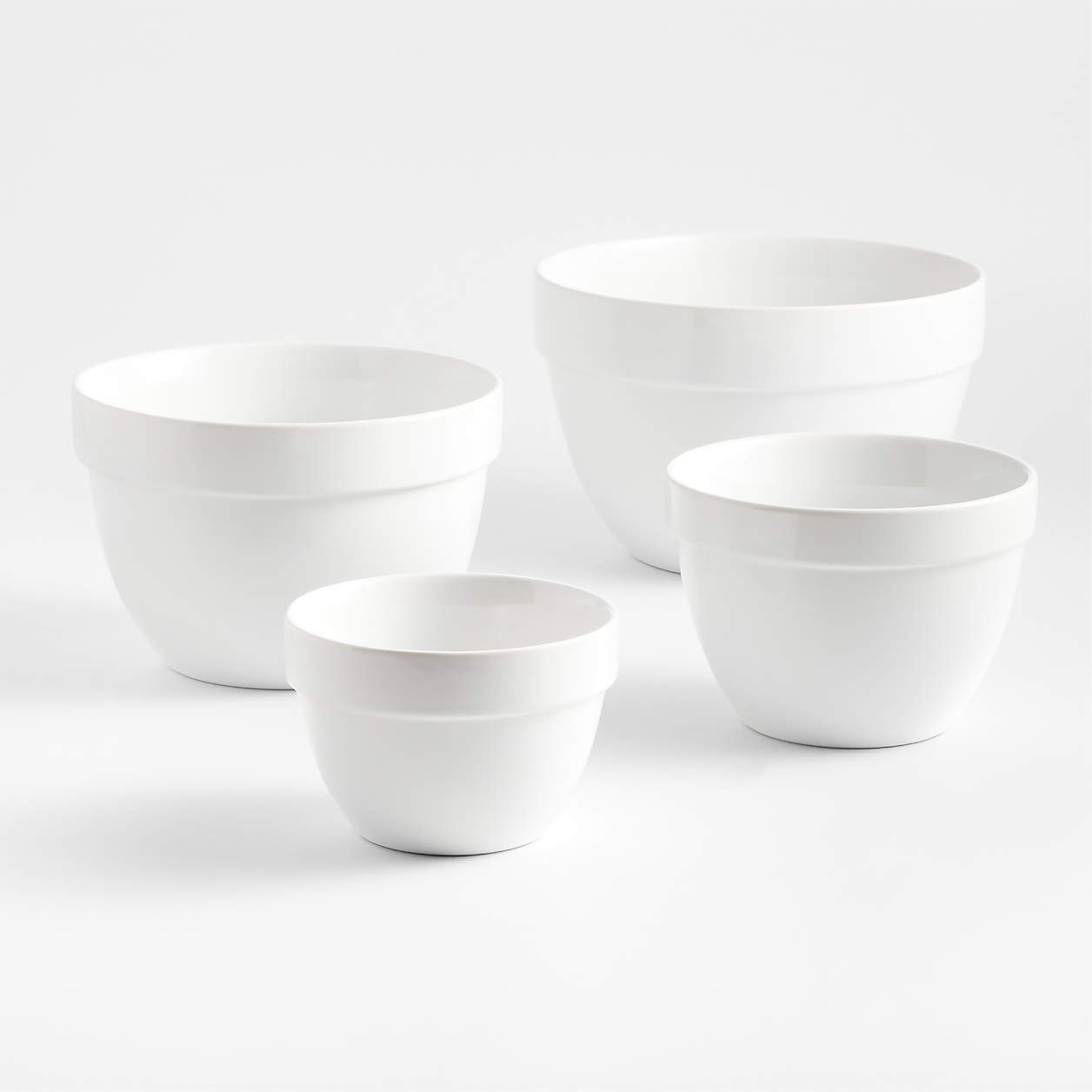 Aspen White Rimmed Ceramic Mixing and Serving Bowls, Set of 4 + Reviews | Crate & Barrel | Crate & Barrel