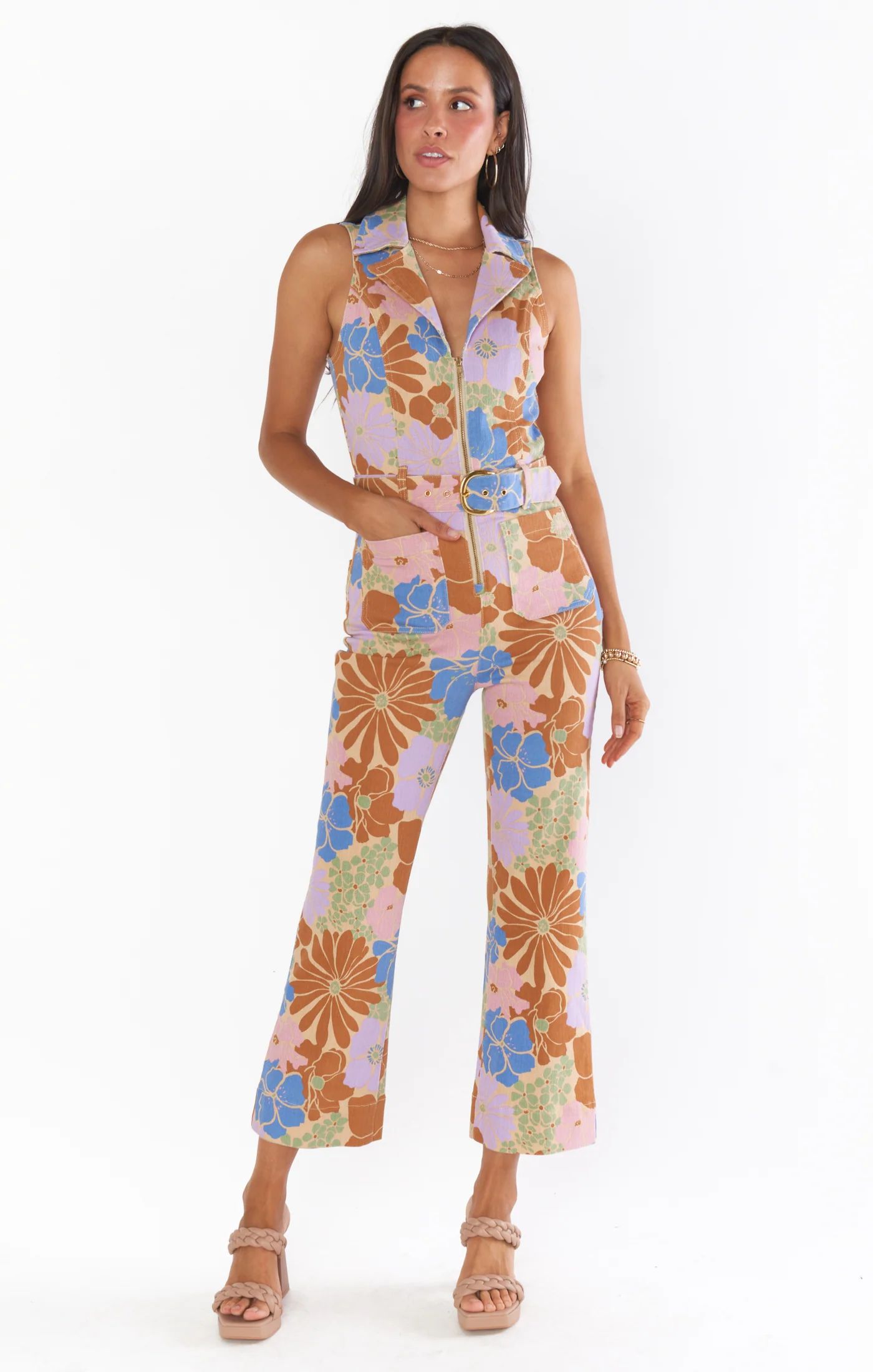 Jacksonville Cropped Jumpsuit ~ Sage Retro Garden | Show Me Your Mumu