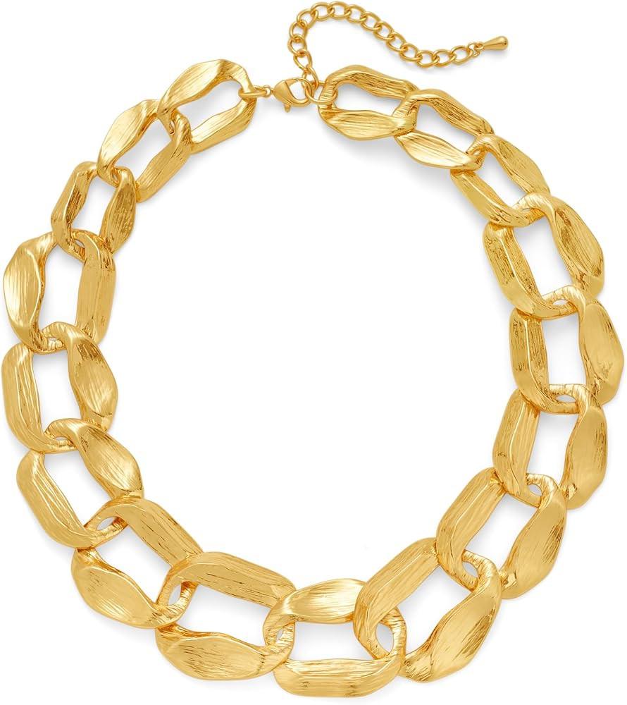 Chunky Gold Necklace for Women Trendy Thick Cuban Link Chain Wide Gold Chain Statement Necklace P... | Amazon (US)