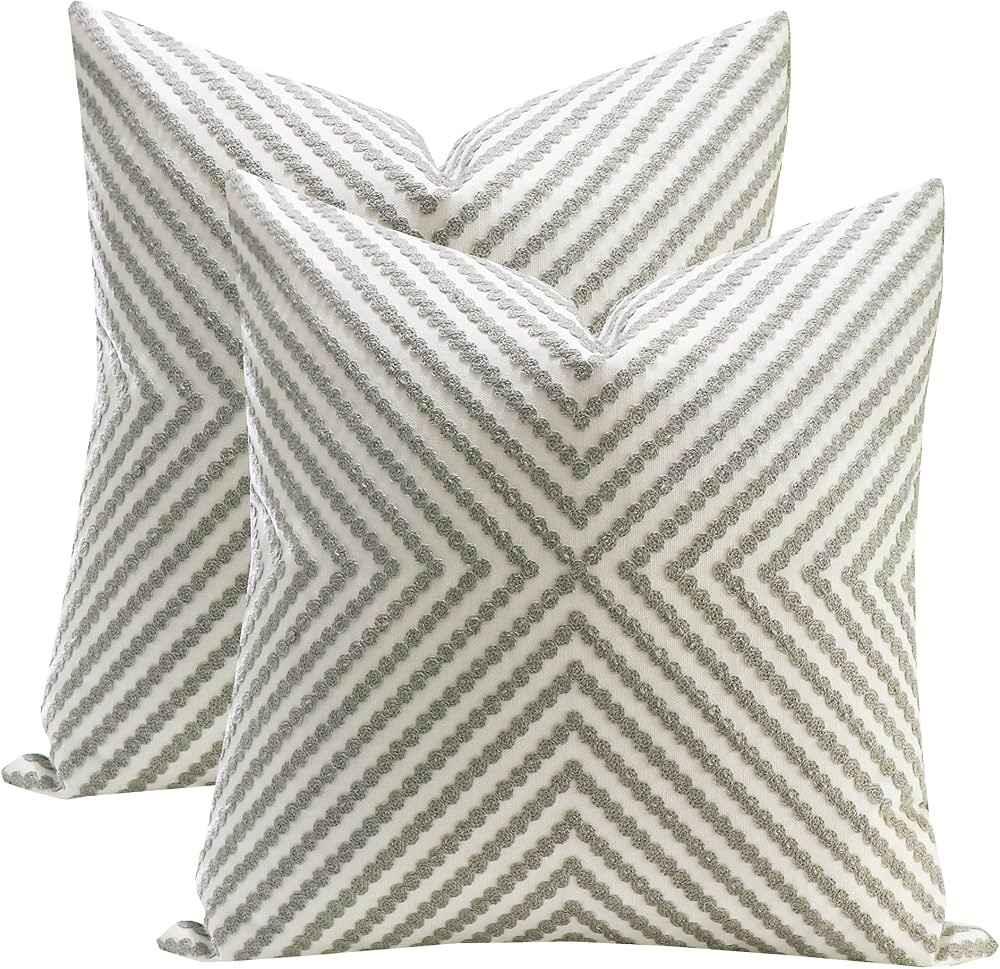 Slow Cow Embroidery Cushion Covers Grey Dots Embroidered Throw Pillow Covers 18x18 Inches, Set of... | Amazon (US)