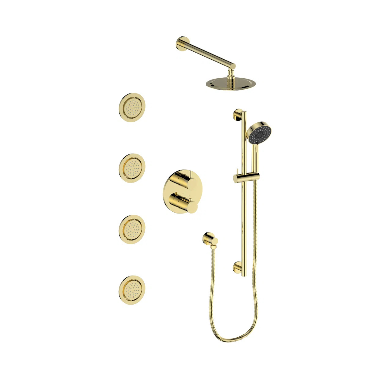ZLINE Autograph Edition Emerald Bay Thermostatic Shower System with Body Jets EMBY-SHS-T3-PG | Wayfair North America