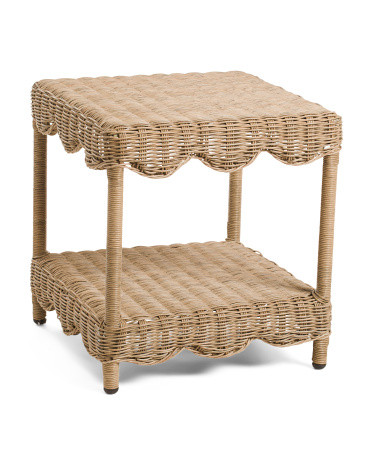 Wicker Outdoor Scalloped Accent Table | Marshalls