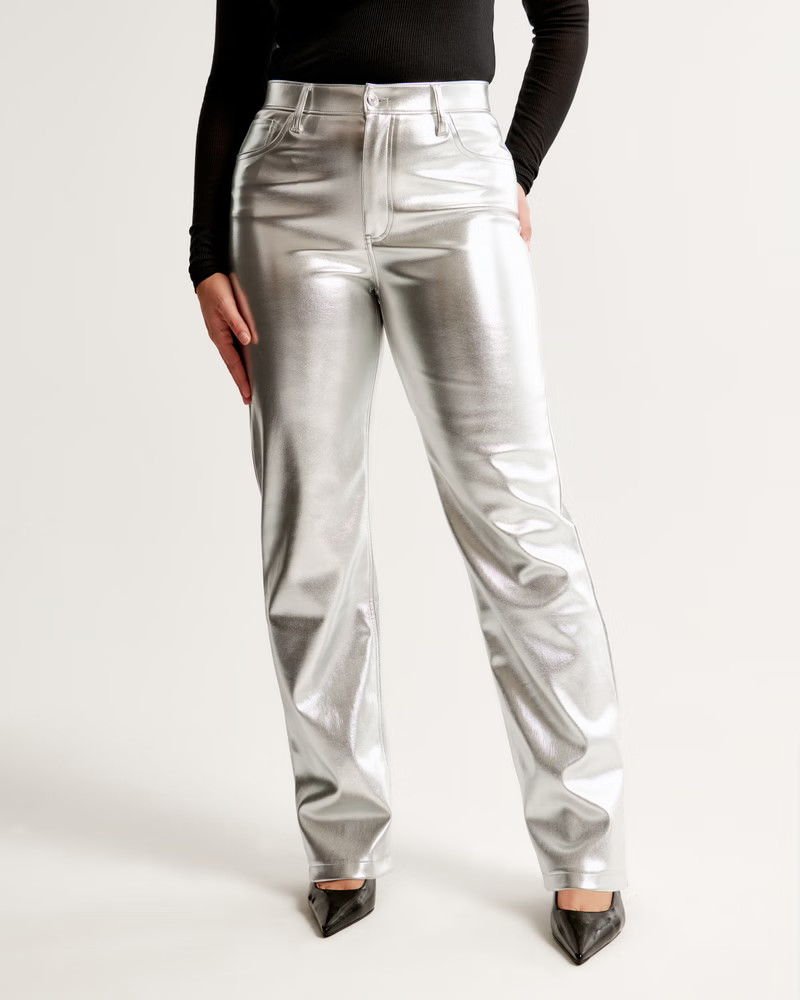 Women's Curve Love Vegan Leather 90s Relaxed Pant | Women's Bottoms | Abercrombie.com | Abercrombie & Fitch (US)