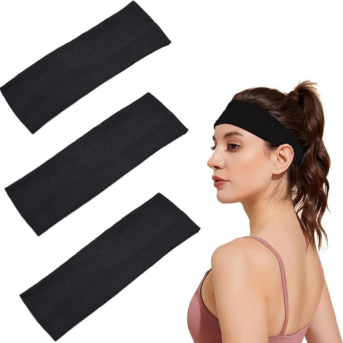 Sports Headbands for Women,3 Pack Elastic Sweat Yoga Hairbands,Cotton Soft Sports Thin Headband N... | Amazon (CA)