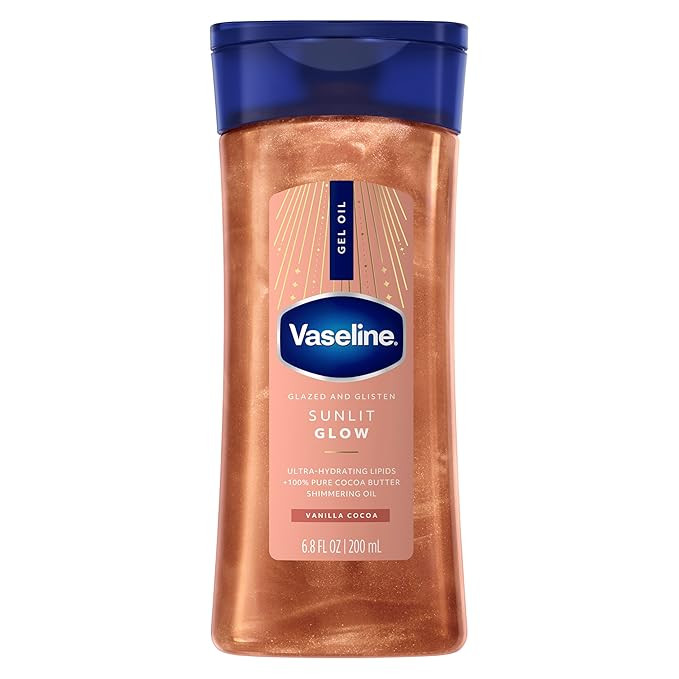Vaseline Glazed and Glisten Sunlit Glow Body Gel Oil Vanilla Cocoa Shimmering with Ultra-Hydratin... | Amazon (US)