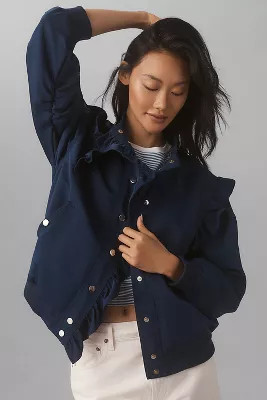 Maeve Ruffle Bomber Jacket | Anthropologie (US)