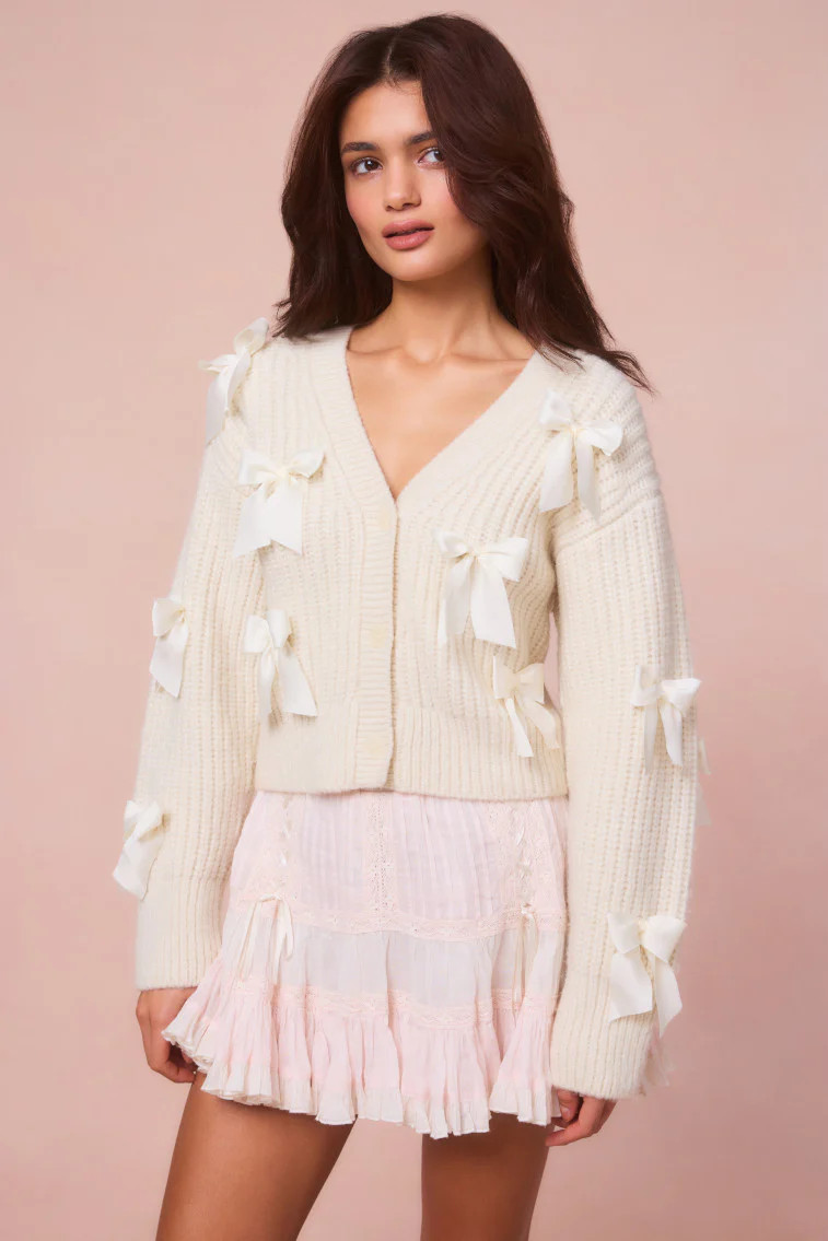 Ashtan Alpaca Bow-Embellished Cardigan | LoveShackFancy