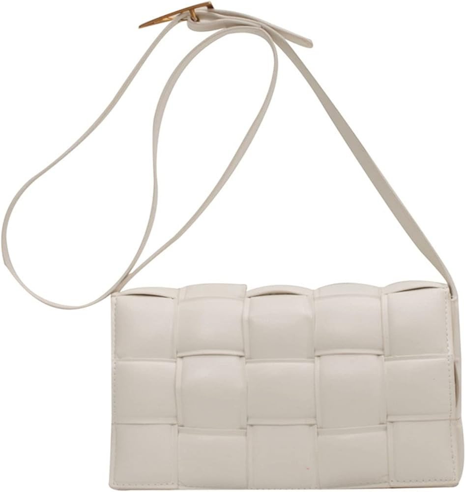 Woven Padded Cassette Crossbody Bags for Women, Small Leather Shoulder Bag Clutch Purse Trendy Ha... | Amazon (US)
