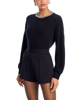 100% Cashmere Crystal Trim Crewneck Sweater - Exclusive | Bloomingdale's (US)