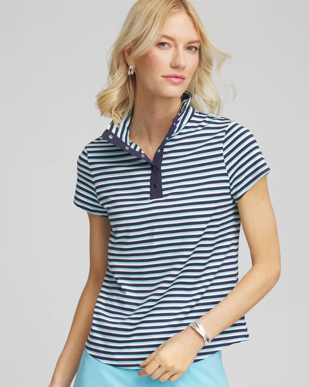 Zenergy® Striped UPF Mockneck Short-Sleeve Top | Chico's