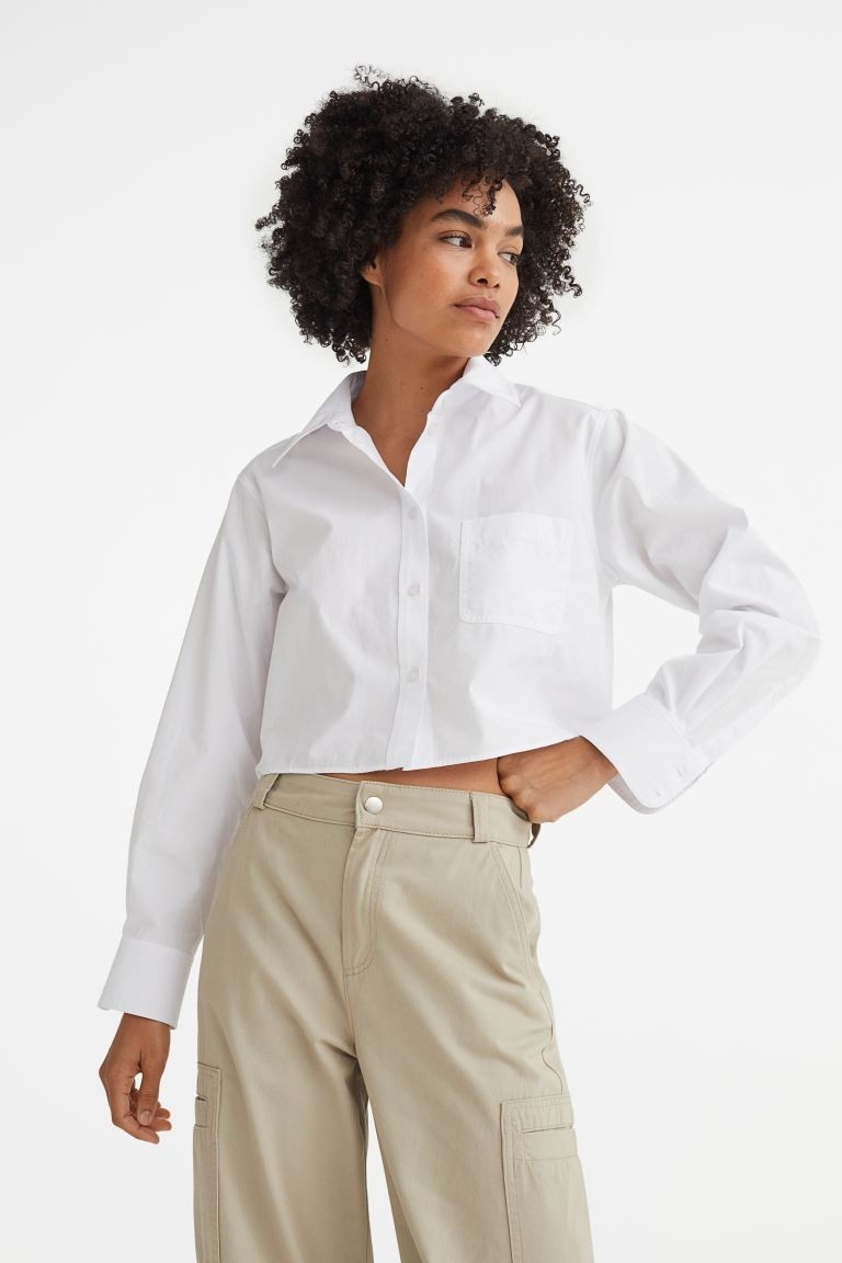 Cropped poplin shirt | H&M (UK, MY, IN, SG, PH, TW, HK)