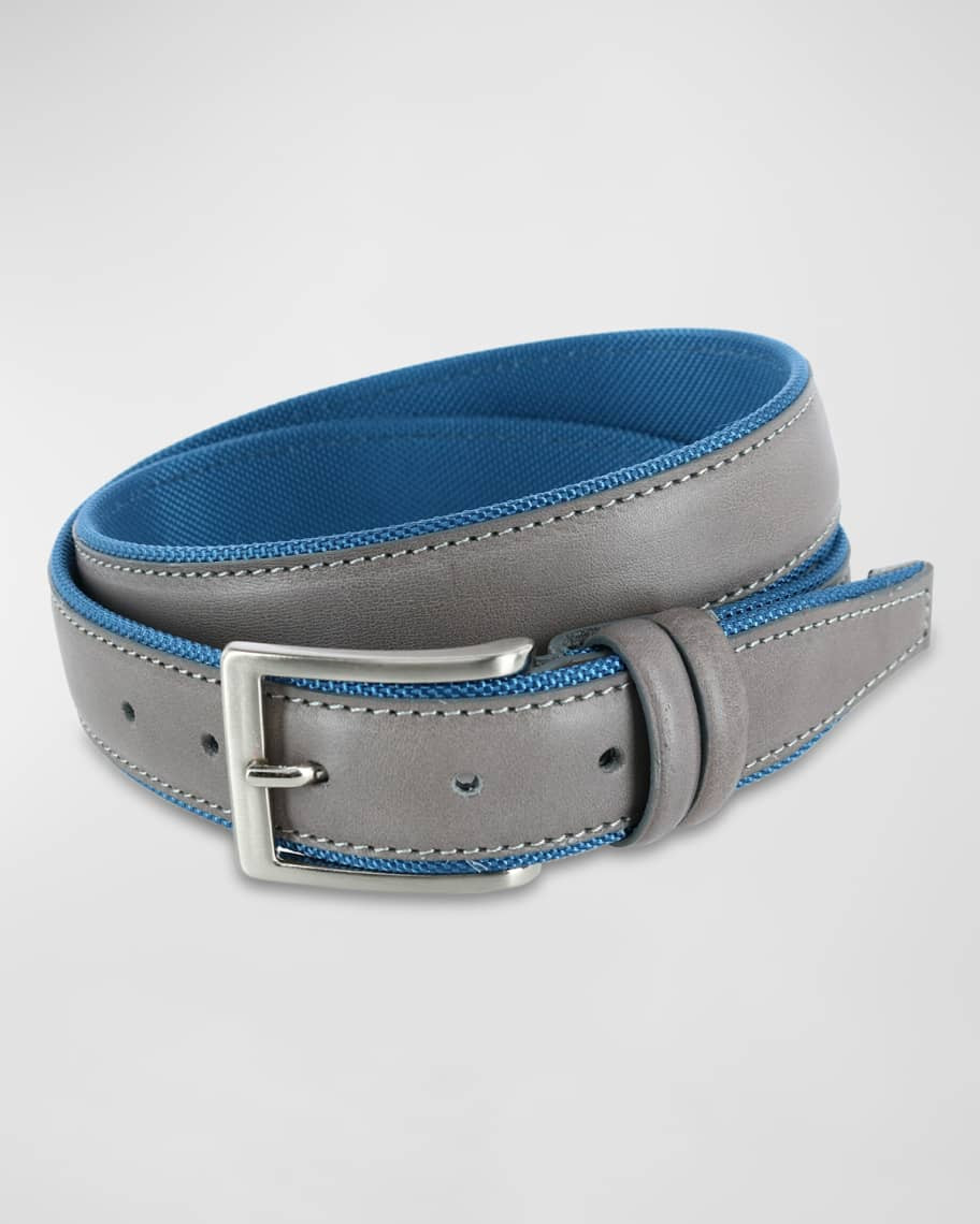 Trafalgar Men's Back Nine Leather and Nylon Belt | Neiman Marcus