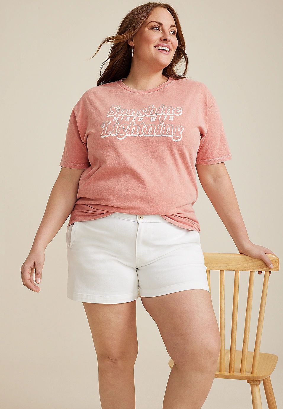 Plus Size Sunshine Mixed With Lightning Graphic Tee | Maurices
