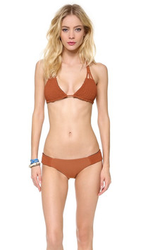 Click for more info about Tori Praver Swimwear Daisy Reversible Bikini Top - Rust/Black