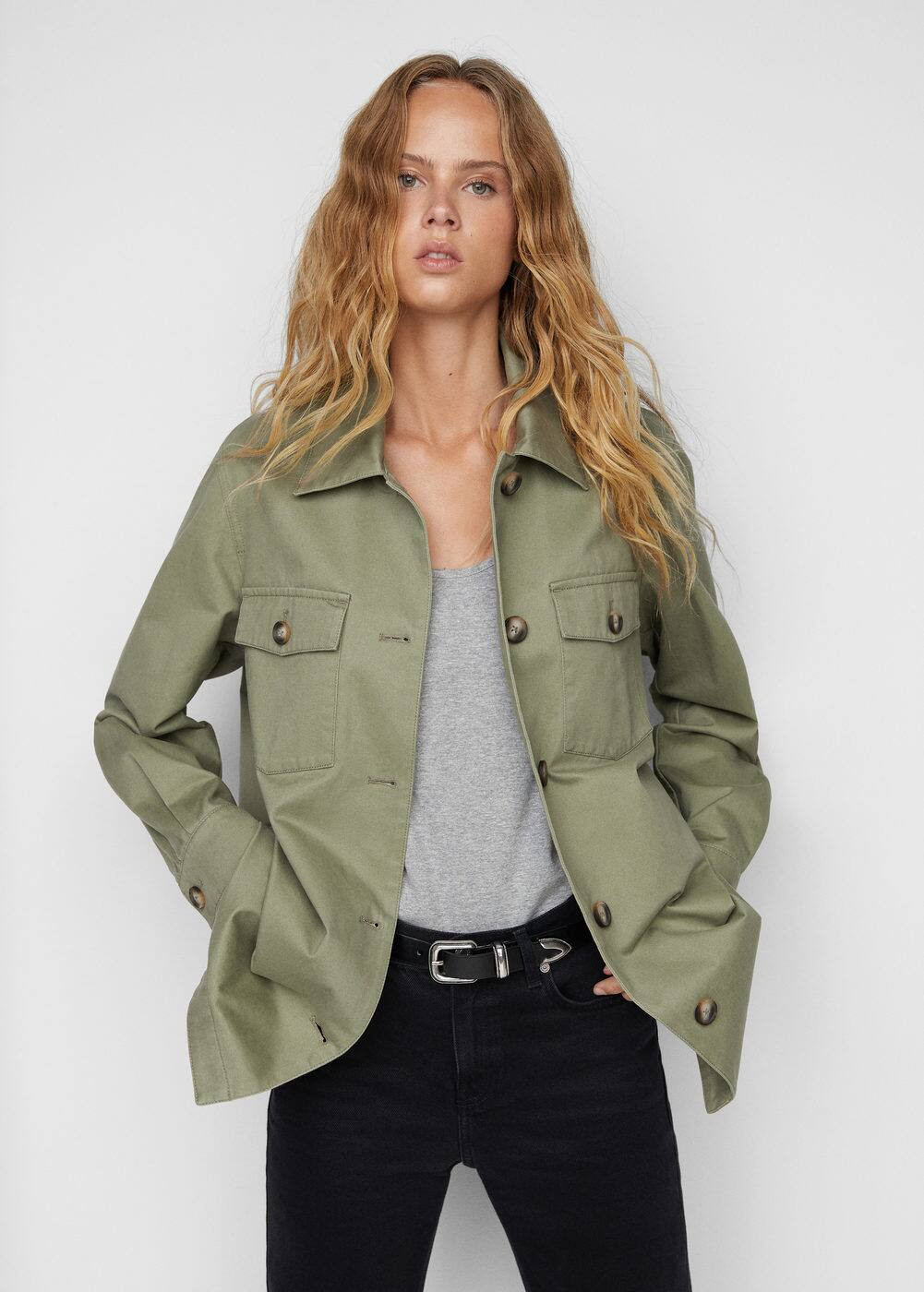 Cotton overshirt with buttons -  Women | Mango United Kingdom | MANGO (UK)