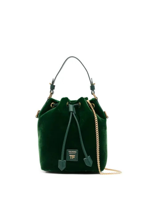 TOM FORD logo-patch Velvet Bucket Bag - Farfetch | Farfetch Global