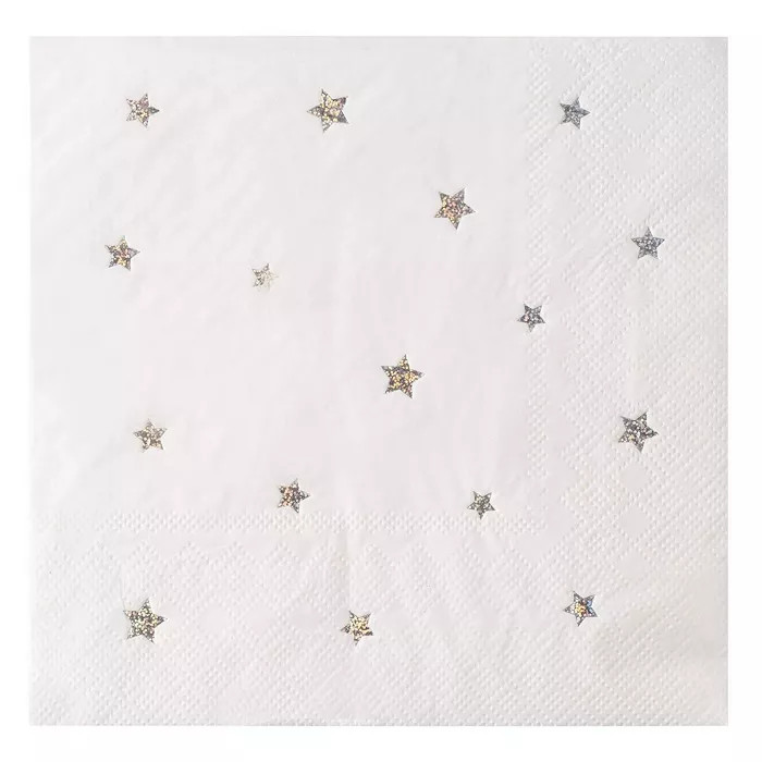 Juvale 50-Pack Silver Glitter Star Disposable Paper Napkins 6.5" White Party Supplies | Target