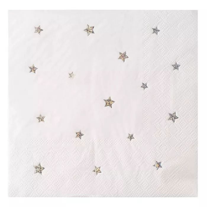 Juvale 50-Pack Silver Glitter Star Disposable Paper Napkins 6.5" White Party Supplies | Target