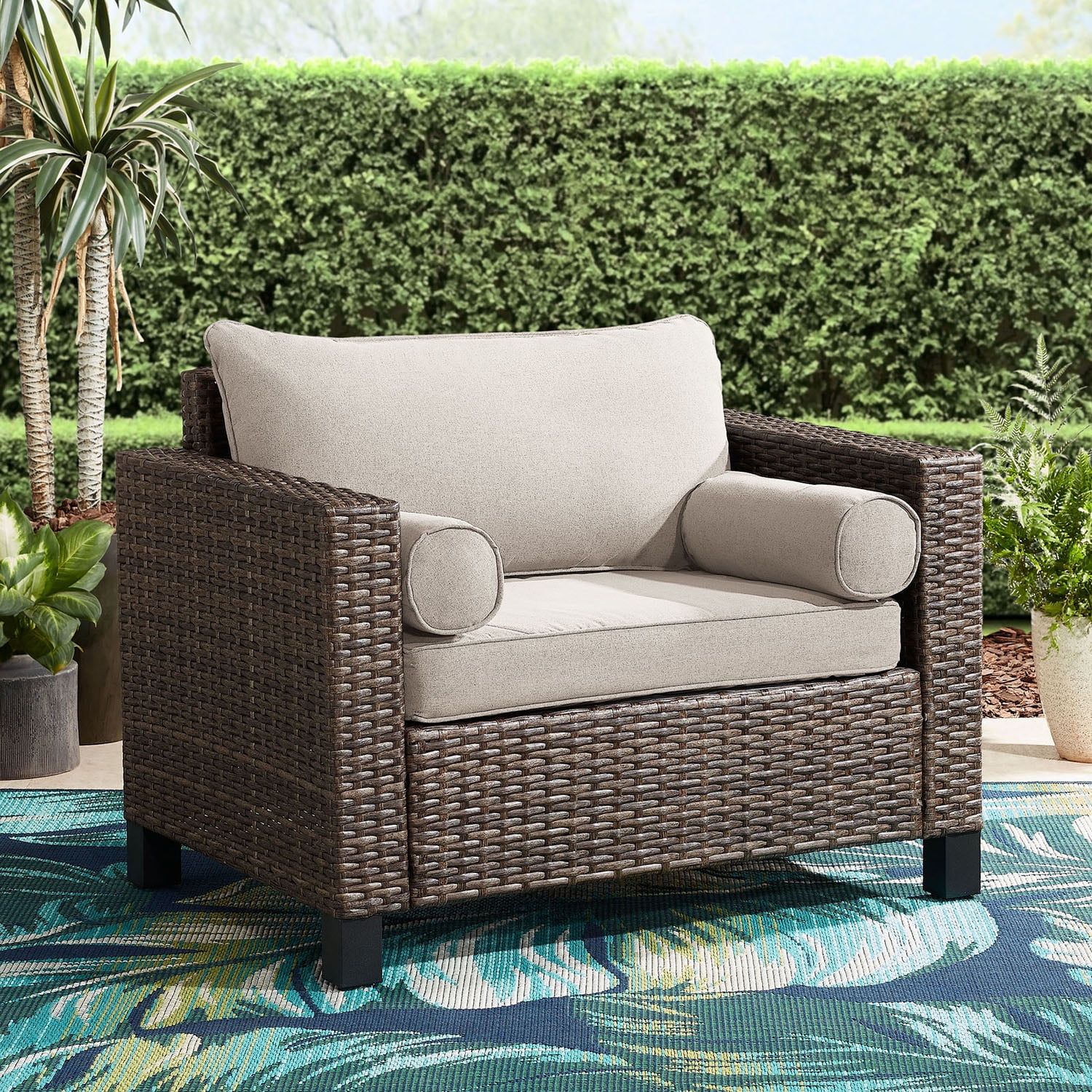 Better Homes & Gardens Brookbury Outdoor Cuddle Chair-in Polyester Beige - Walmart.com | Walmart (US)