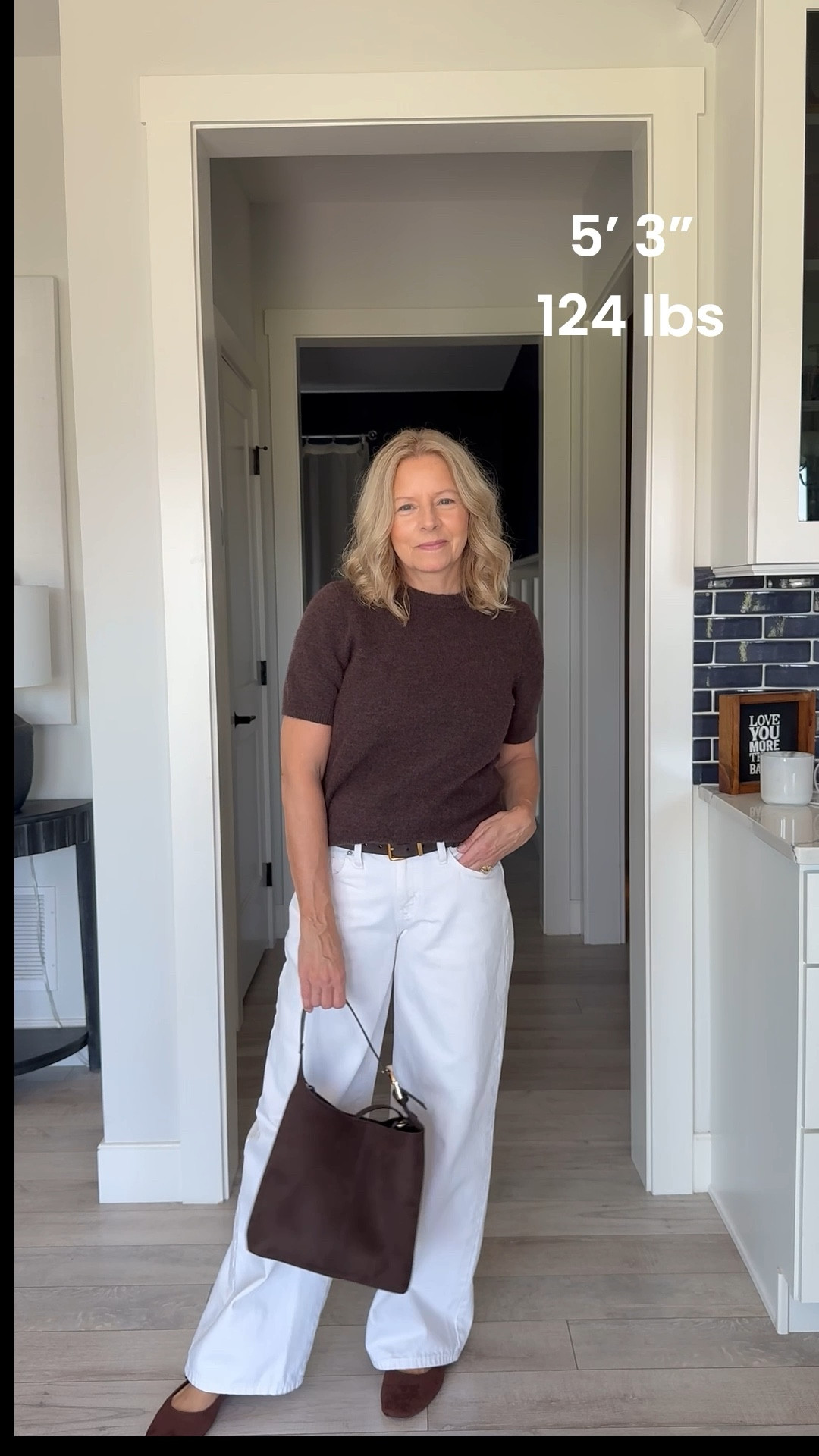 I like to size up with shorter sweaters for a longer length. I’m wearing a medium in this H&M chocolate sweater and it’s the perfect length. I don’t have to tuck it in…it lays just right. I’m not sure if these wide leg Target jeans are still available, but I’ll also link an Amazon option. The Amazon jeans are stretchy and have a raw hem. They fit tts. H&M Mary Jane’s fit tts, I’m wearing an 8. #fallfashion #whattowear #businesscasual #ootd 

#LTKStyleTip #LTKOver40 #LTKWorkwear