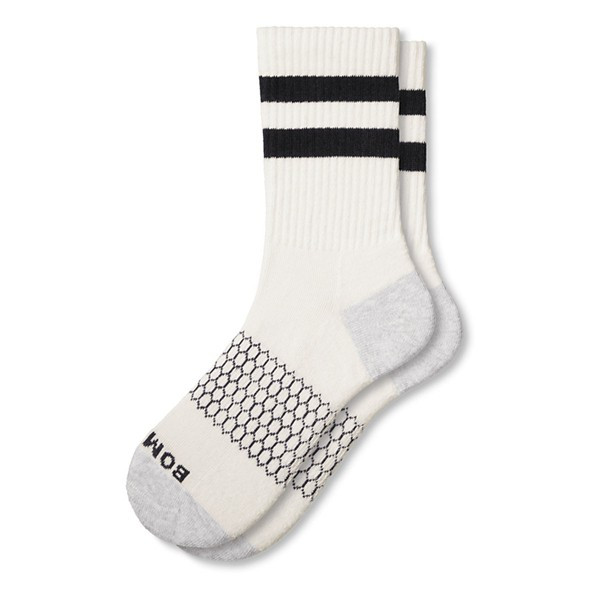 Adult Bombas Core Solid Vintage Stripes Half-Socks Crew Socks Large Black | Scheels