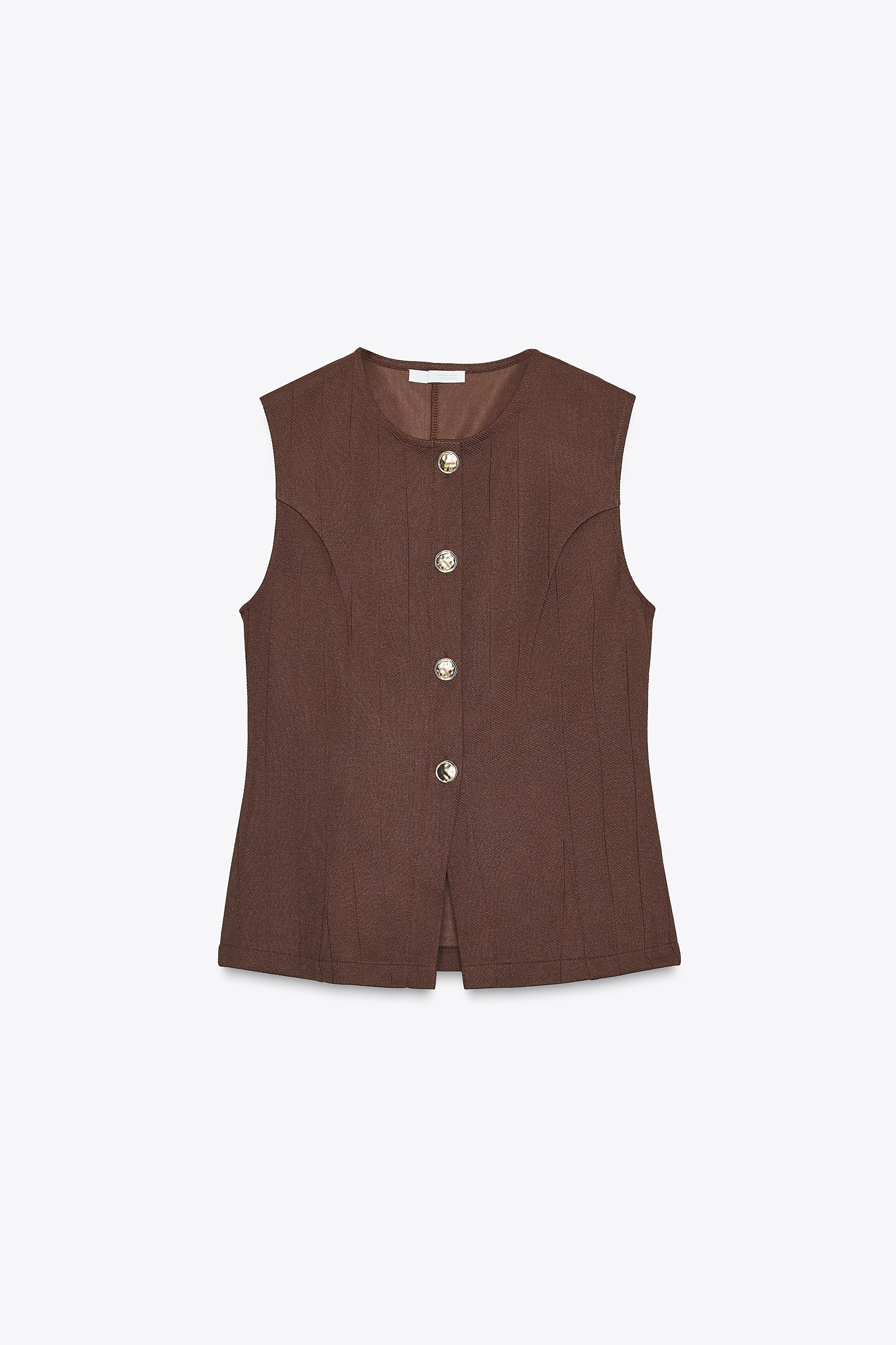 TWILL BUTTON VEST TOP | Zara US