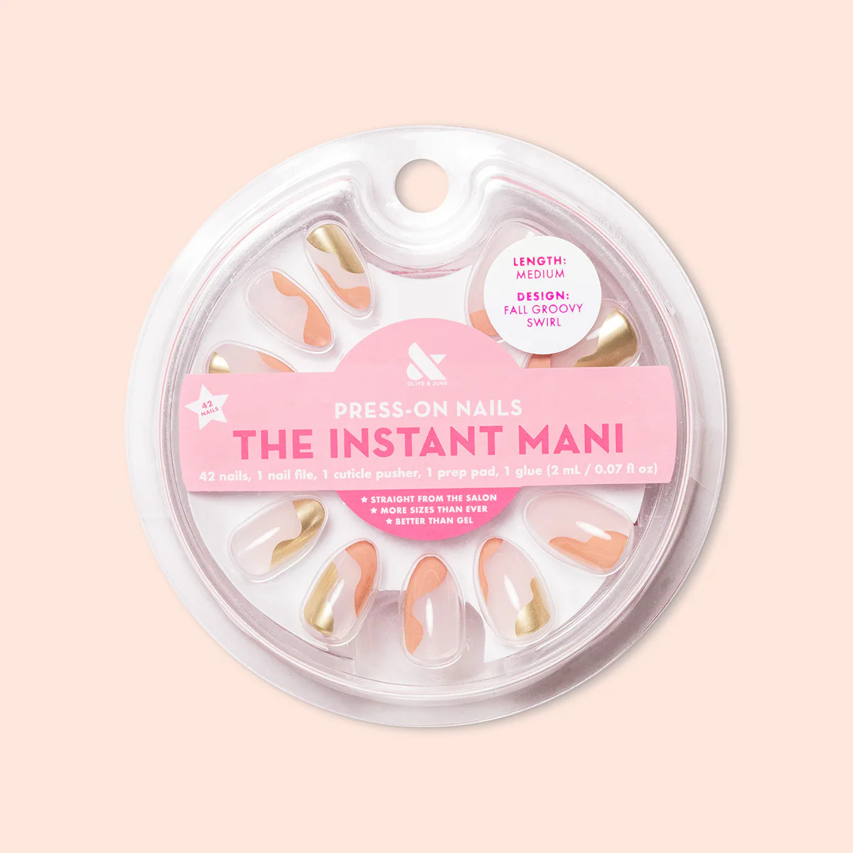 Fall Groovy Swirl - Press-On | Medium | Almond | Olive & June