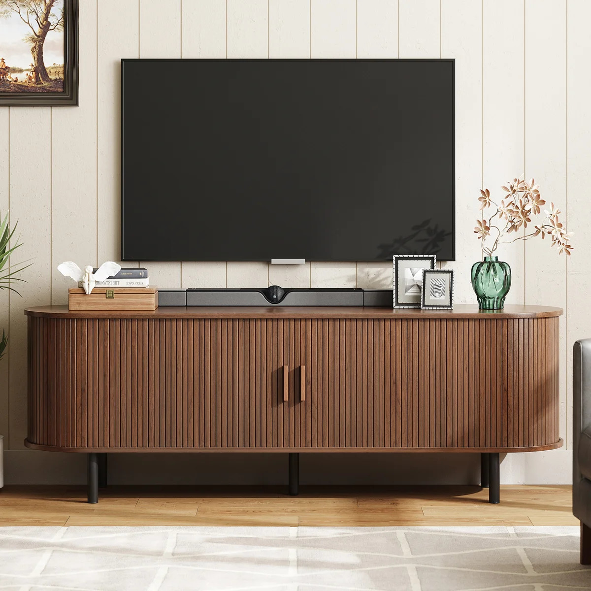 Jalonda Modern Wood TV Stand with Storage and Shelves | Wayfair North America