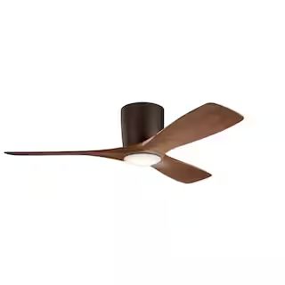 KICHLER Volos 48 in. Integrated LED Indoor Satin Natural Bronze Flush Mount Ceiling Fan with Ligh... | The Home Depot
