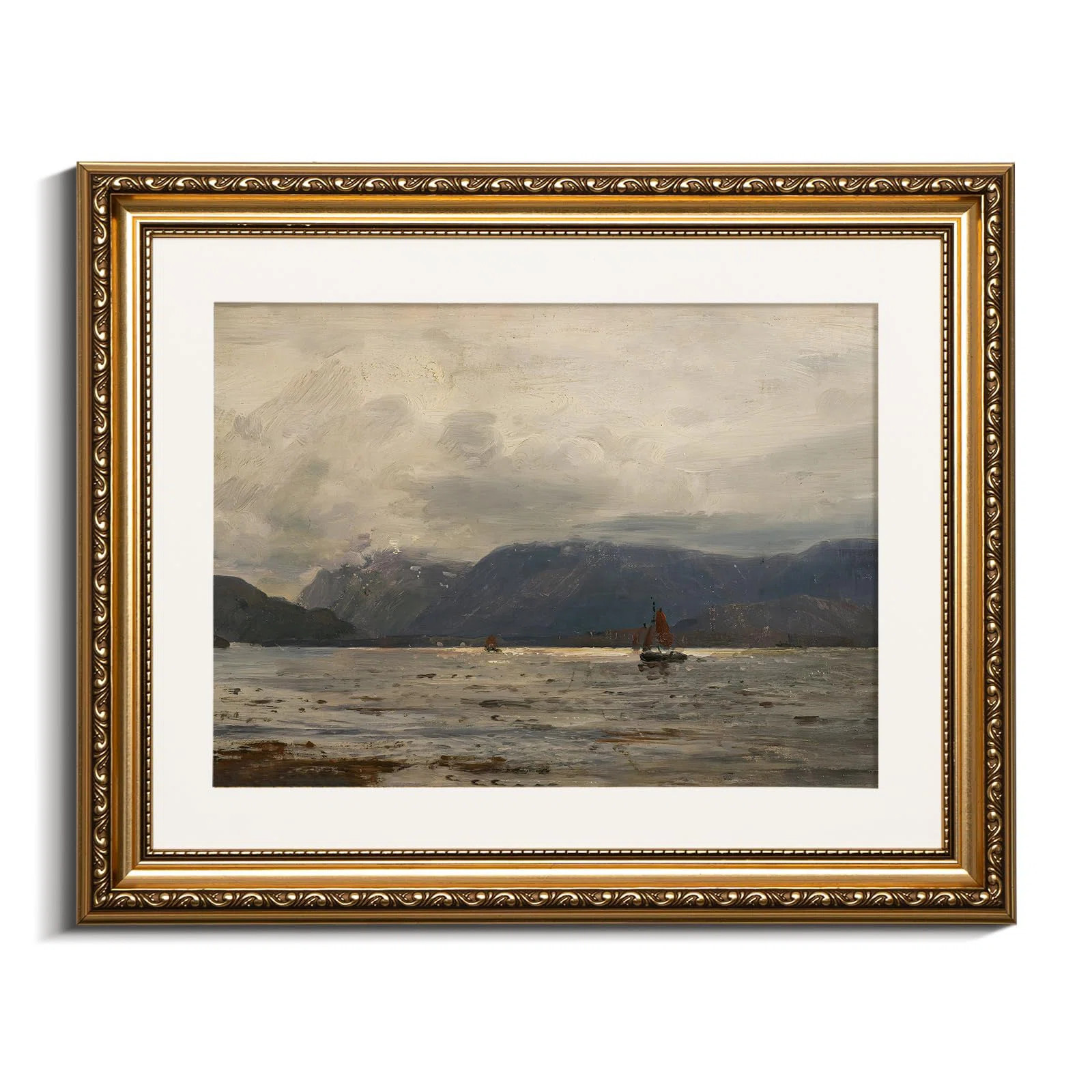 Vintage Gold Framed Wall Art, Mountain Landscape Paintings Living Room Coastal Decor, Canvas Prin... | Wayfair North America