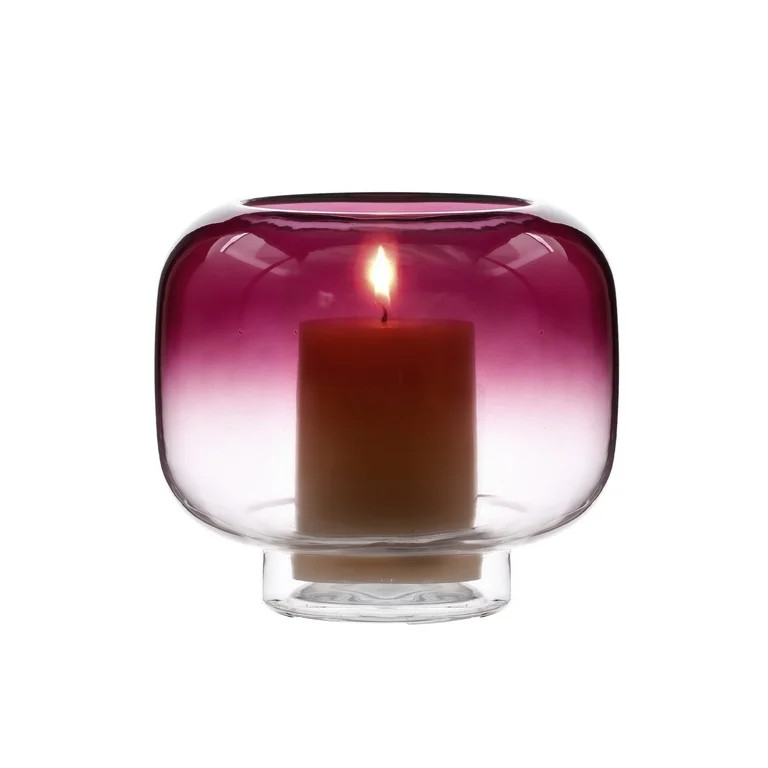 Mainstays 6.5" Purple Ombre Glass Hurricane Pillar Home Candle Holder Medium | Walmart (US)
