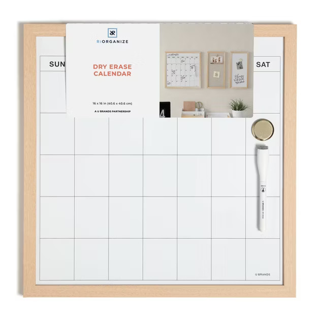 U Brands x RiOrganize 16''x16'' Flat Front MDF Frame Dry Erase Calendar | Target