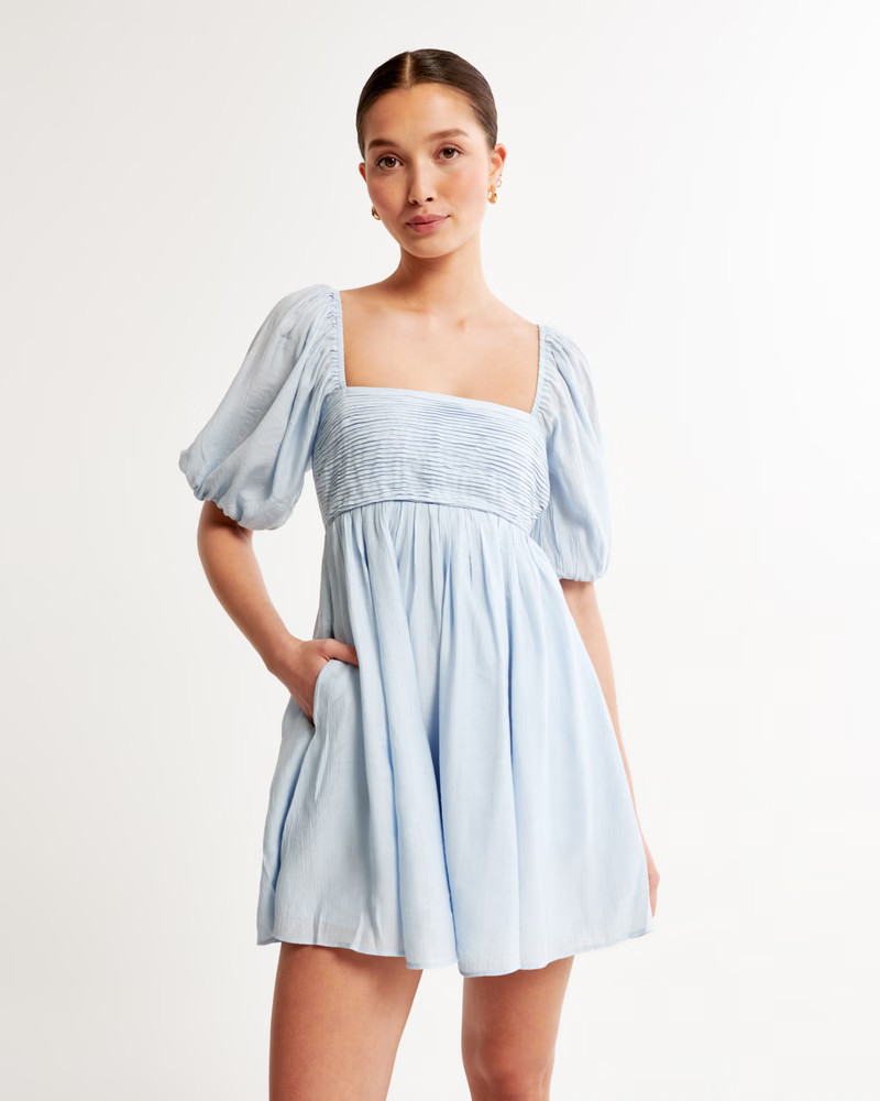 Emerson Ruched Puff Sleeve Mini Dress | Abercrombie & Fitch (US)