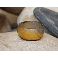 Agate Band Ring, Brown Agate Gemstone Chunky Wide | Etsy (US)