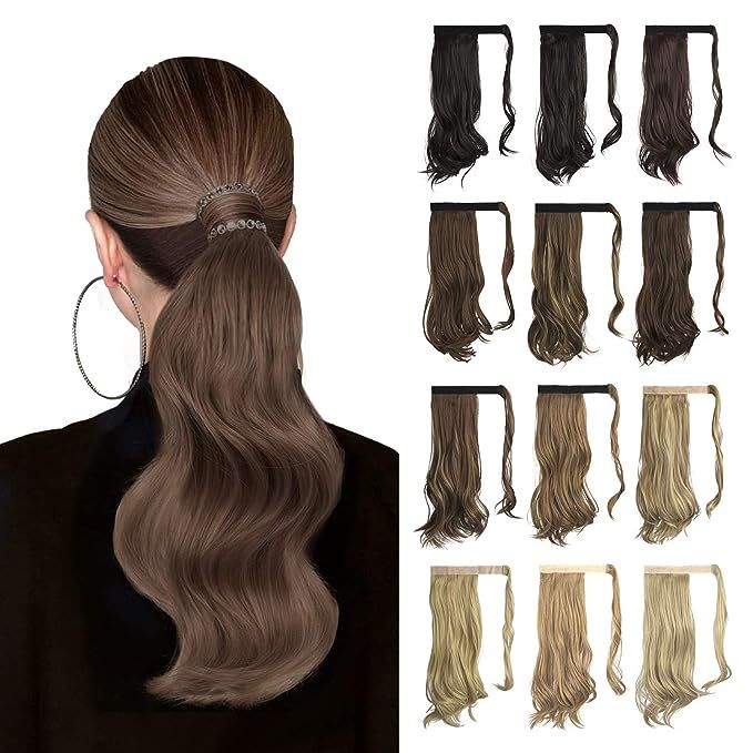 Sofeiyan Curly Ponytail Extension 15 Inch Heat Resistant Synthetic Natural Wavy Hairpiece Wrap Ar... | Amazon (US)