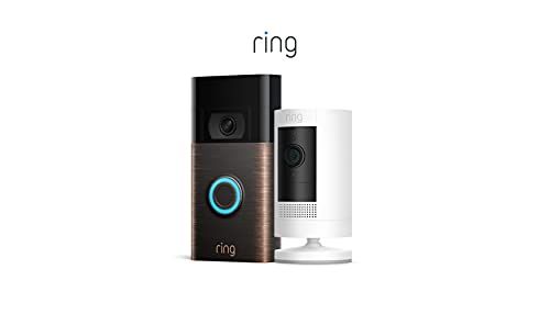 Ring Video Doorbell, Venetian Bronze Bundle with Ring Stick Up Cam Battery, White | Amazon (US)