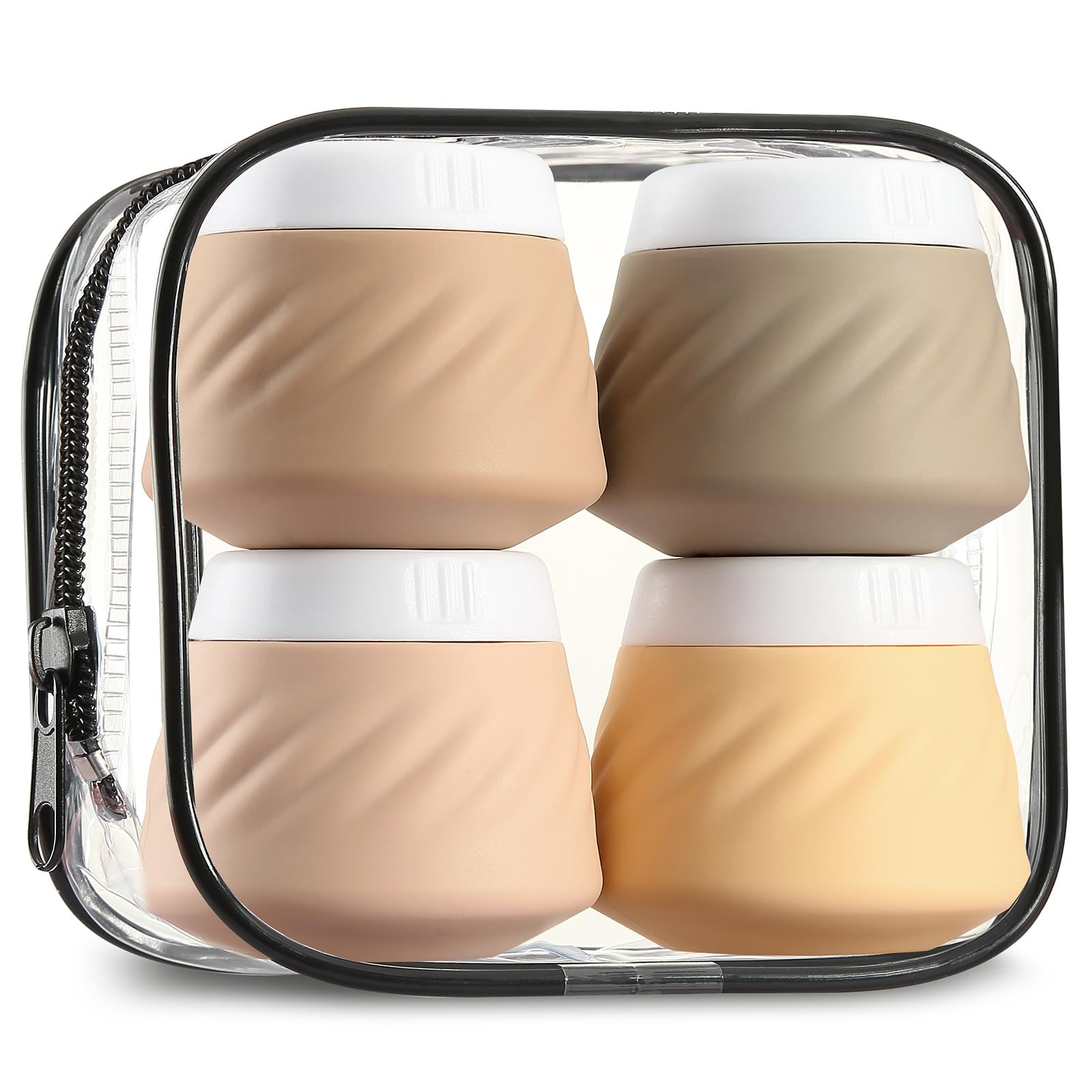 Gemice Travel Containers for Toiletries, Silicone Cream Jars TSA Approved Travel Size Containers with Clear Bag, Leak-proof Travel Accessories with Lid for Cosmetic Face Body Hand Cream (4 Pack) | Amazon (US)