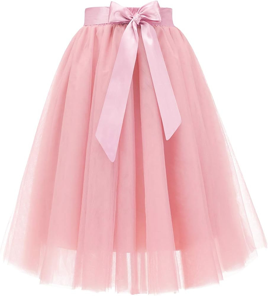 Bridesmay Women's Tulle Skirt Knee Length 6-Layered Wedding Party Homecoming Prom Dress | Amazon (US)