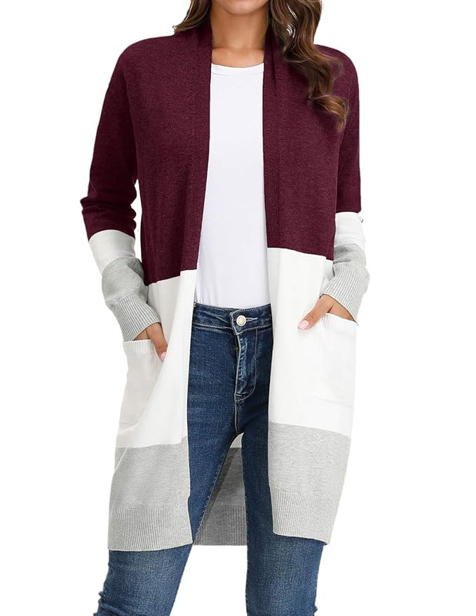 GRACE KARIN Women Open Front Cardigan Sweaters Pockets Long Sleeve Shrugs | Amazon (US)
