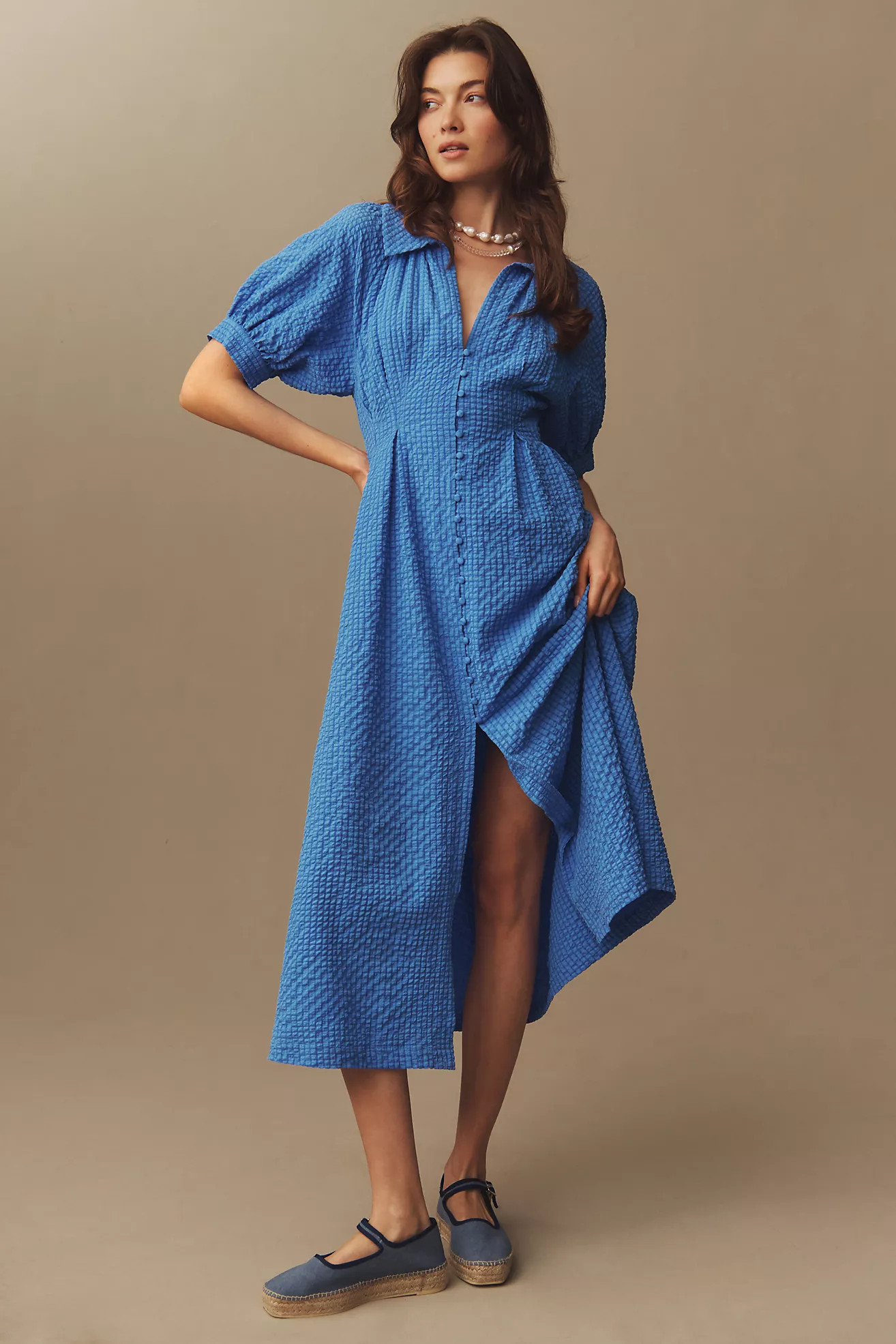 English Factory Puff-Sleeve Shirt Dress | Anthropologie (US)