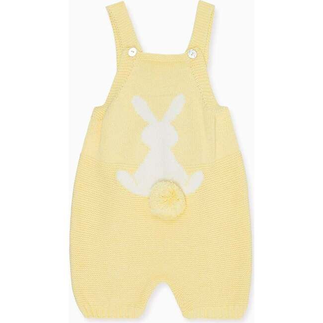 Crispa Cotton Bunny Baby Knitted Dungarees, Vanilla | Maisonette