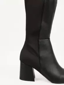 Faux Leather Round Block Heel Boots
   SKU: sx2205058134730306      
          (4 Reviews)
      ... | SHEIN