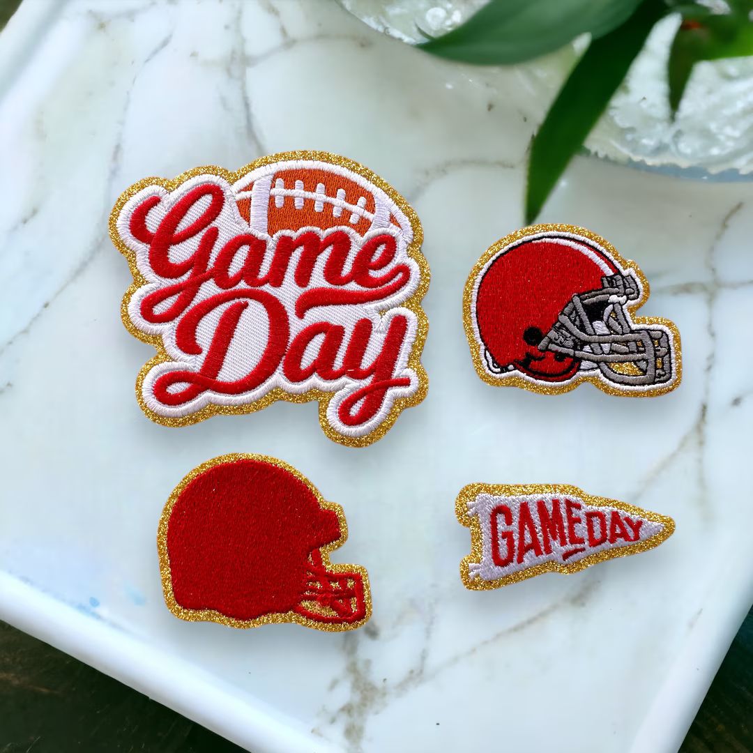 Red Game Day Patch Self Adhesive or Iron On Chenille Football Patch Flag , Helmet, Football DIY F... | Etsy (US)