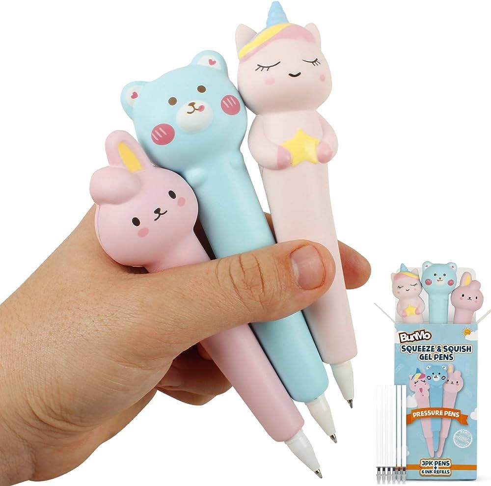BUNMO Easter Gifts for Girls | Squishy Pens 3pk | 6 Refills | Cute Pens for Kids | Hours of Creat... | Amazon (US)