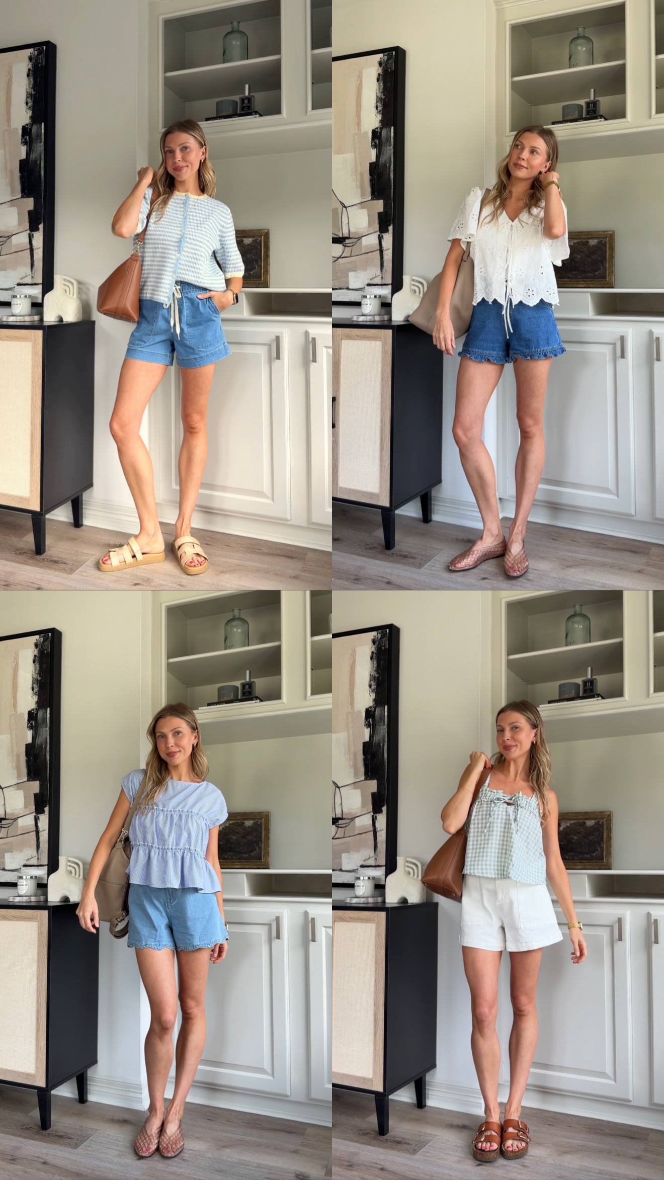 Some of my fav stretchy denim shorts for spring and summer! Wearing S drawstring, 2 ruffle denim, 4 scallop short, S white shorts + small all tops! 

 #LTKootd #LTKmomlife