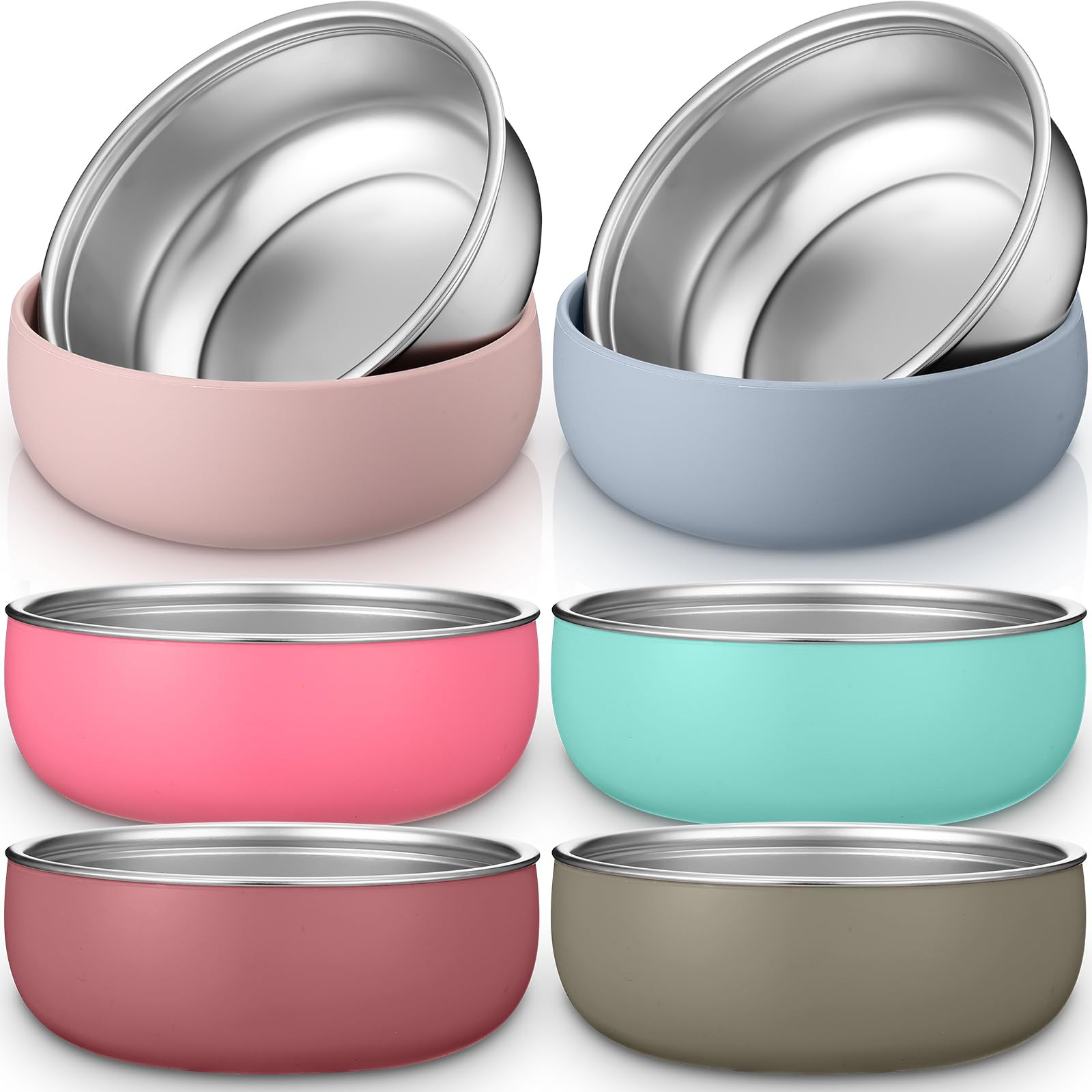 Nuogo 6 Pcs 304 Stainless Steel Baby Bowls with Removable Silicone Shell Toddler Bowls Kids Anti ... | Amazon (US)