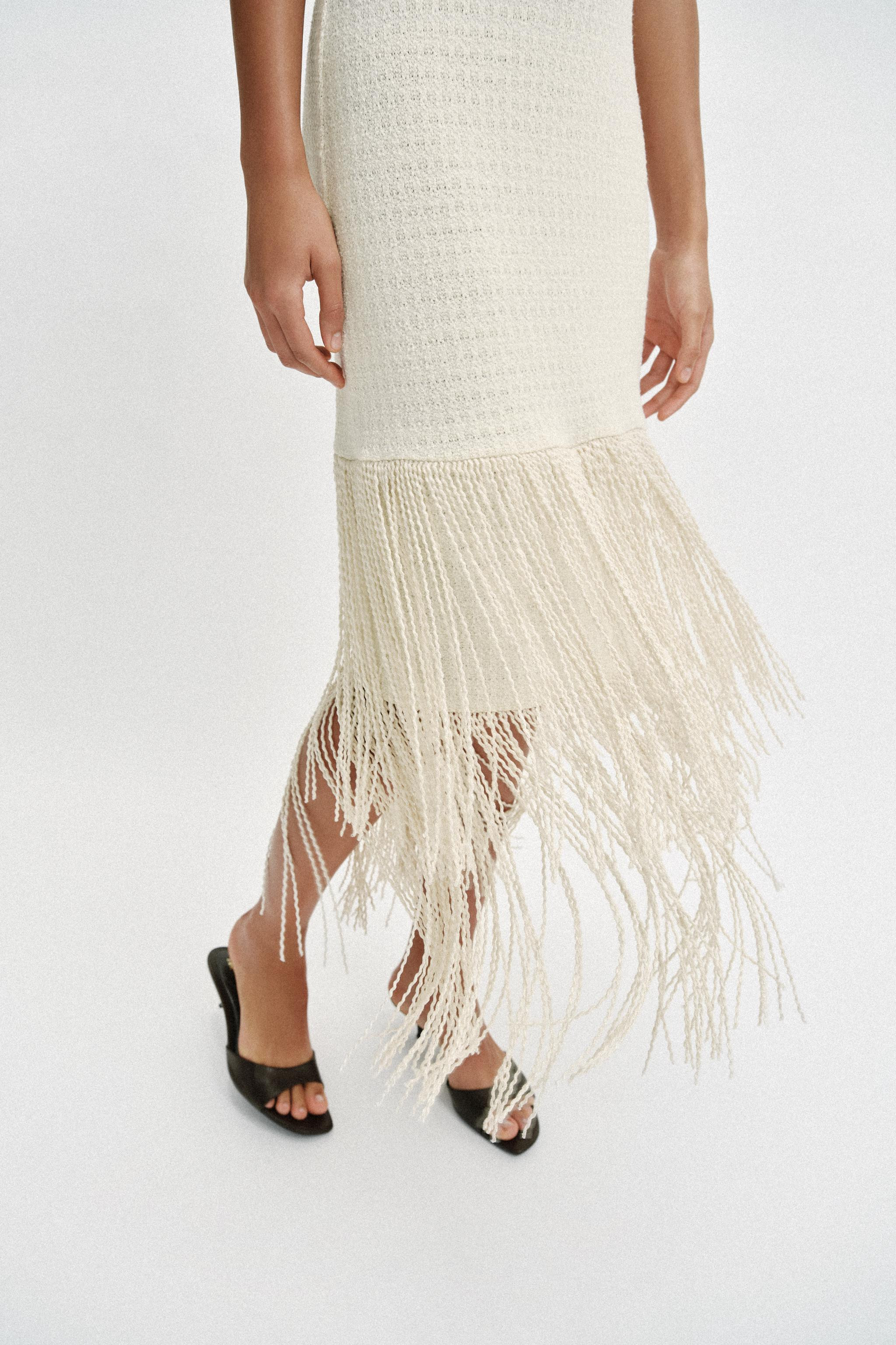 TEXTURED FRINGED DRESS | Zara AU