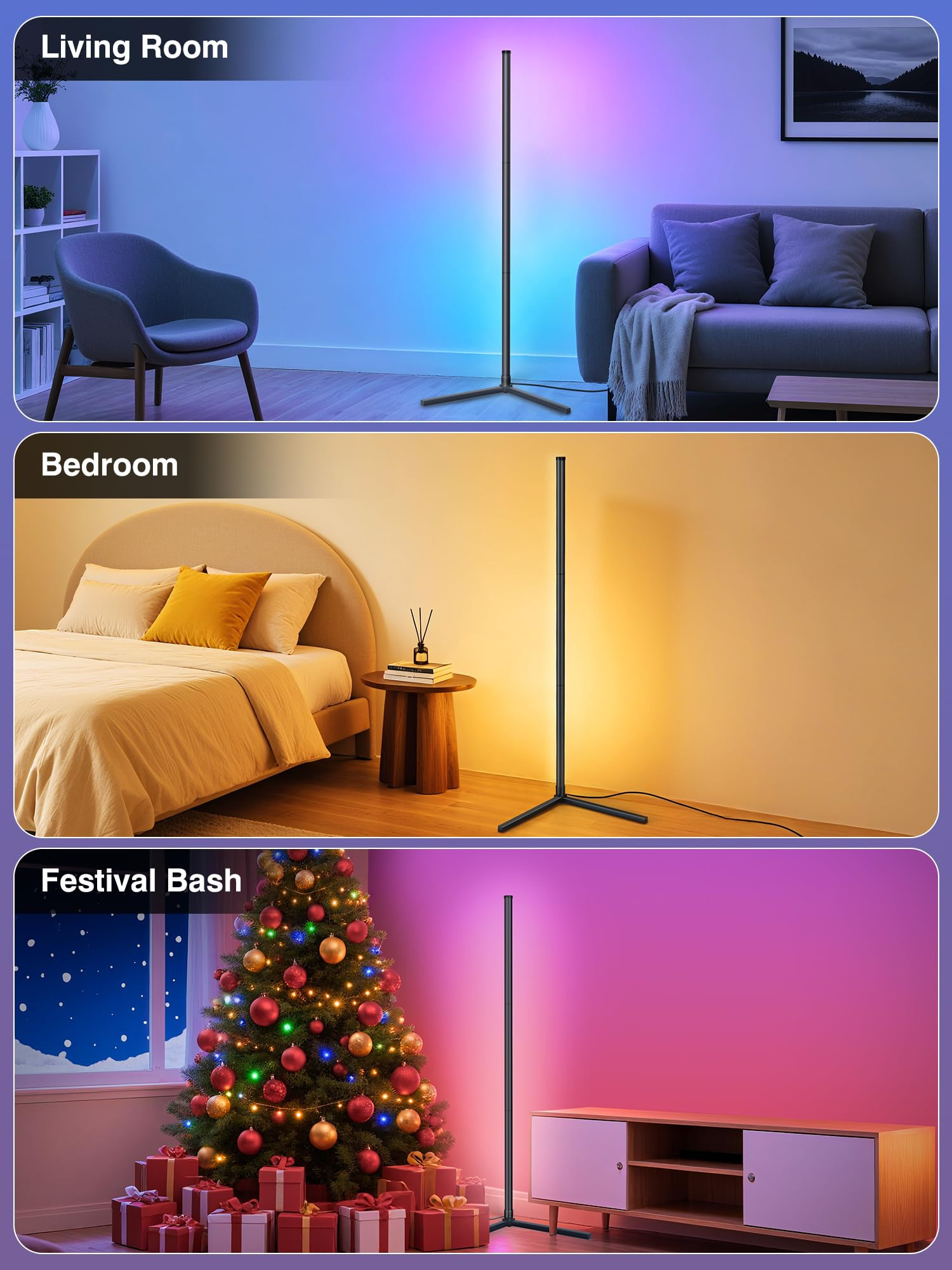 RIYO LED Corner Lamp, RGB Corner Floor Lamp with APP and Remote Control, 16 Million Colors & 68+ ... | Amazon (US)