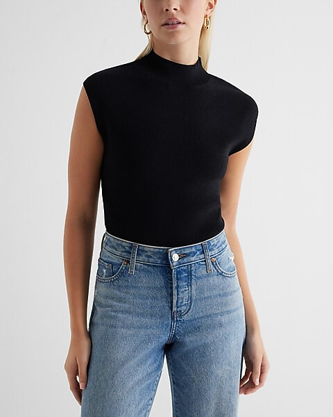 Mock Neck Cap Sleeve Sweater | Express