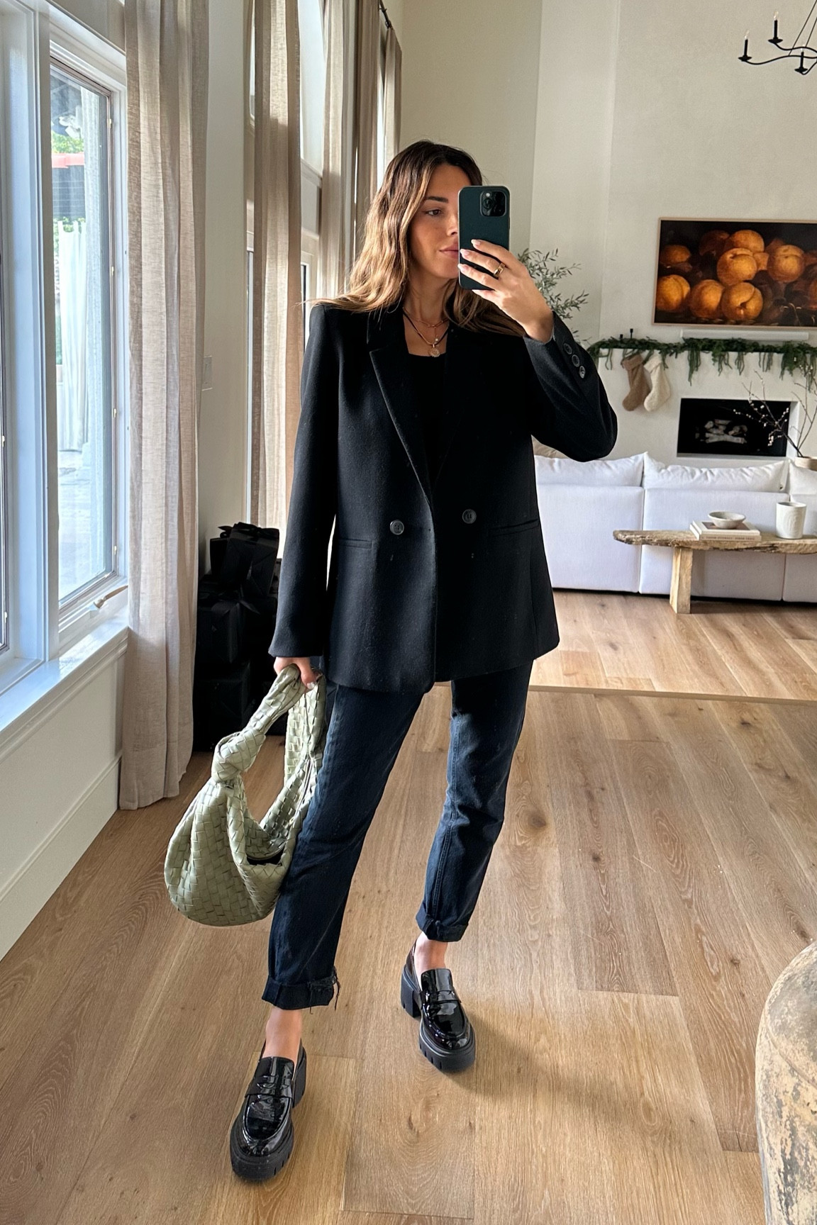 Blazer - small
Jeans - 25
Loafers - 38
Bodysuit - small
Bralette - small